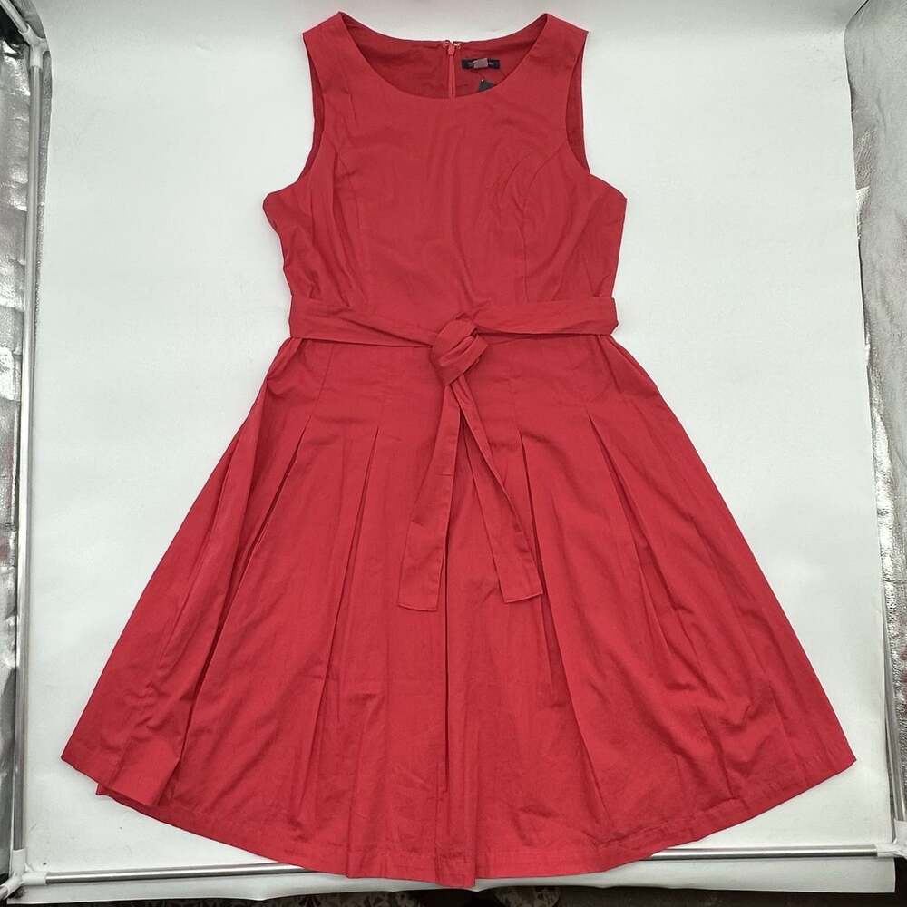 Tommy Hilfiger Size 10 Pink Tie Waist Sleeveless Fit & Flare Pleated Dress NWT